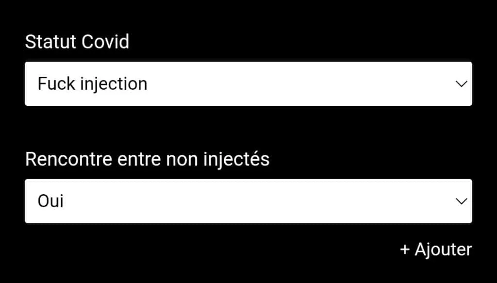 Covid status selection on Mad2Moi